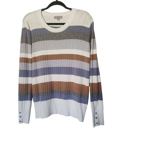 Evolution by Cyrus Womens Long Sleeve Large Striped Sweater Size XL - Picture 1 of 5